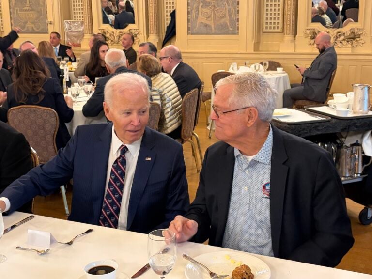 joe-biden-dick-vermeil-cb-101325 Former President Joe Biden (left) and former Eagles coach Dick Vermeil