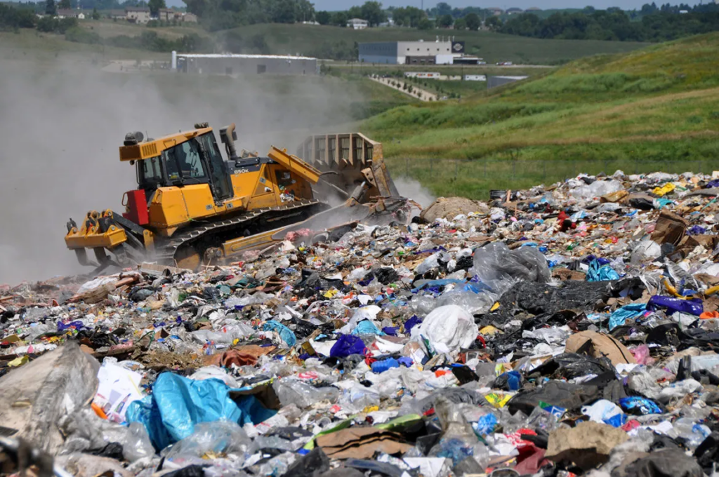 Heavy machinery being used at the landfill