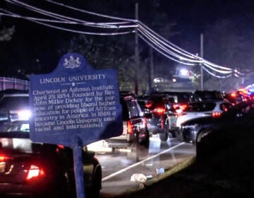 lincoln-university-shooting-2025-6abc-new a sign for Lincoln University and police lights