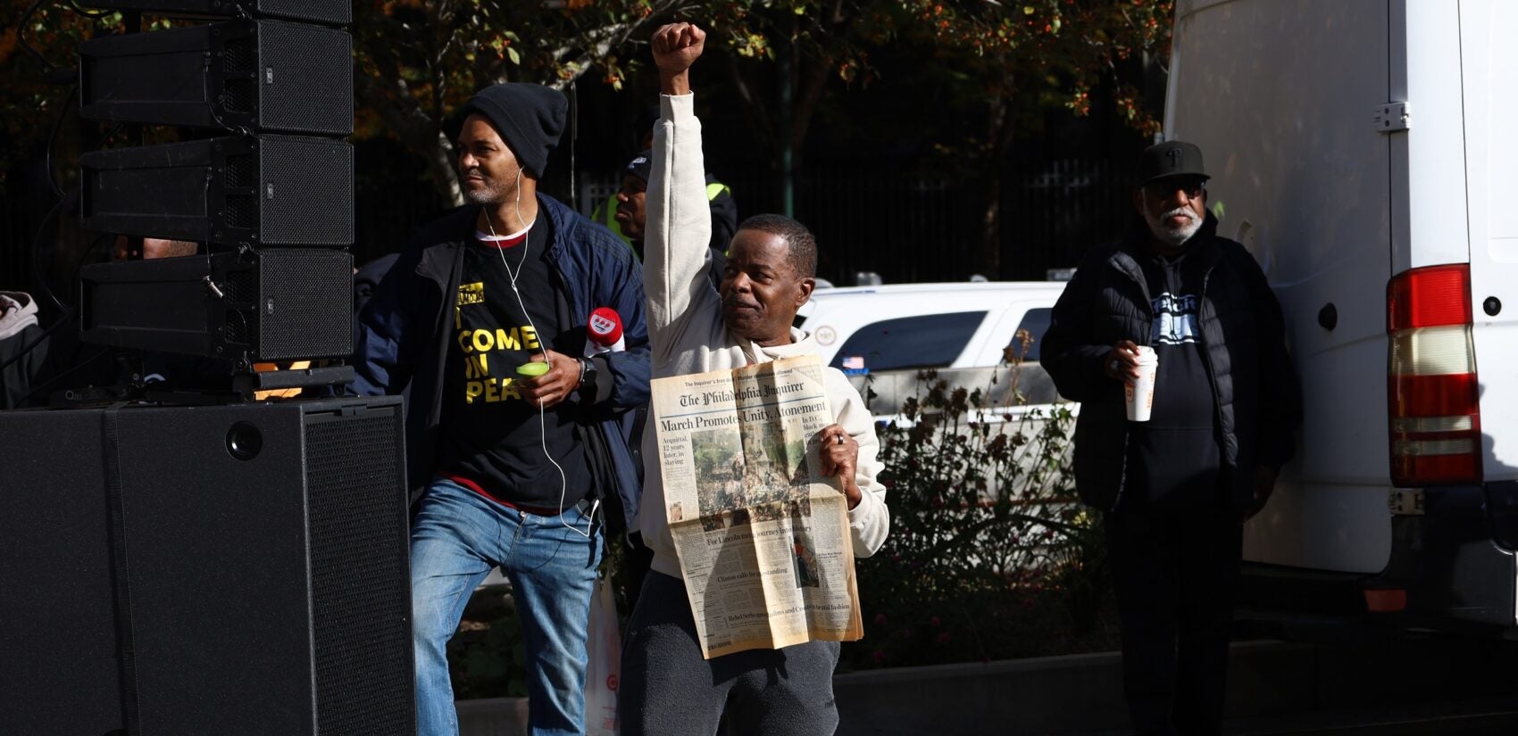 million-man-march-philadelphia-2025-10-26-7-new An attendee held up his copy of the Philadelphia Inquirer from 1995 with a front page story on the Million Man March