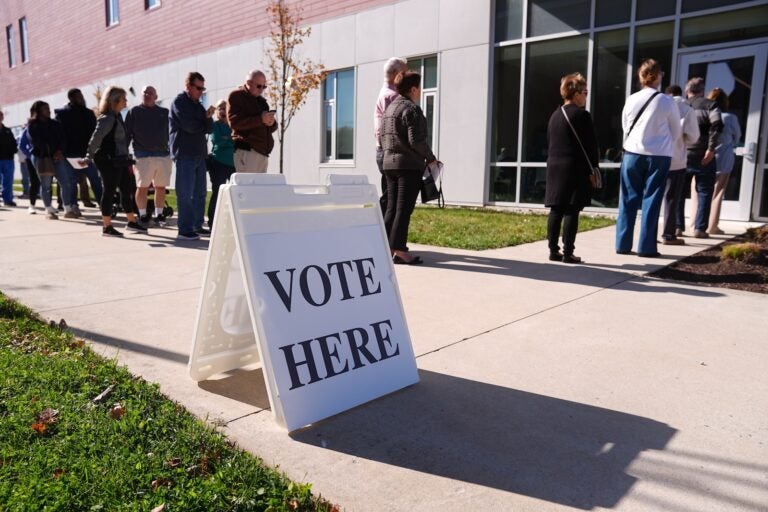 Election 2025 New Jersey Voters wait in line to cast their ballots at a polling place at Rowan College in Mount Laurel, N.J., Monday, Oct. 27, 2025.
