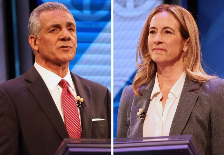 Election 2025 New Jersey Governor Republican Jack Ciattarelli (left) and Democrat Mikie Sherrill during the final debate in governors race, Oct. 8, 2025, in New Brunswick, N.J.