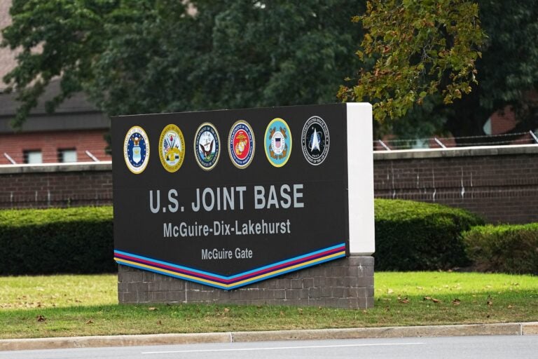 Military Base Lockdown New Jersey A sign at the entrance to the base