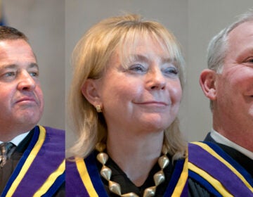 Pennsylvania Supreme Court Justices David Wecht, Christine Donohue and Kevin Dougherty in their judicial robes