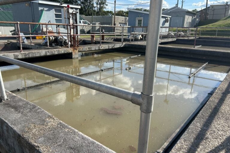 Sewage flowing through the plant