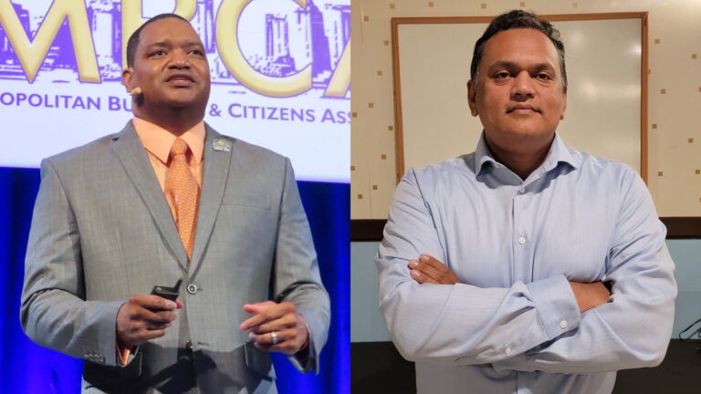 Atlantic City mayoral candidates Democrat Marty Small Sr., left, and Republican Naeem Khan, right.