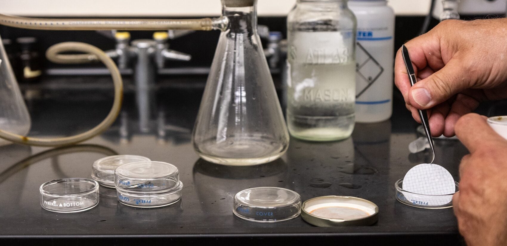 Bob Meyer prepares water samples
