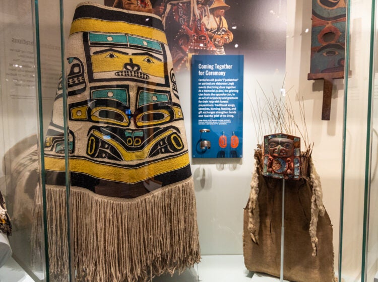 Ceremonial clothes of the Lingít people displayed at the Penn Museum