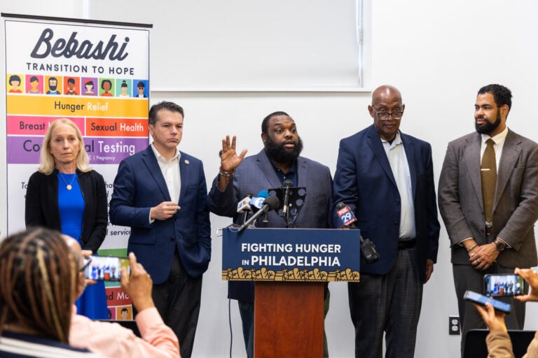 Mary Gay Scanlon, Brendan Boyle, Jordan Harris, Dwight Evans and Rick Krajewski standing