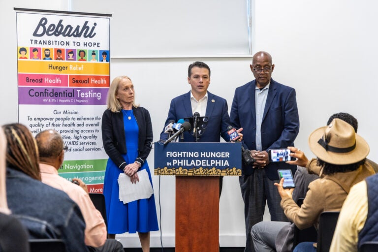Mary Gay Scanlon, Brendan Boyle and Dwight Evans standing