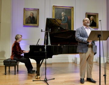 2025 09 08-e lee-jennifer blyth james martin-philadelphia american philosophical society-pursuit of happiness song cycle rehearsal Pianist Jennifer Blyth and baritone James Martin performing