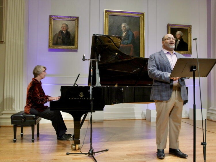 Pianist Jennifer Blyth and baritone James Martin performing