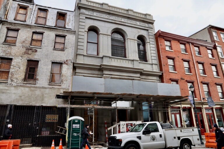 Outside of Manufacturers National Bank on Third Street in Old City