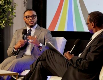 2025 11 18-e lee-austin davis mensah dean-philadelphia whyy-the trace live safer together interview Pennsylvania Lt. Gov. Austin Davis speaks during Safer Together Forum panel