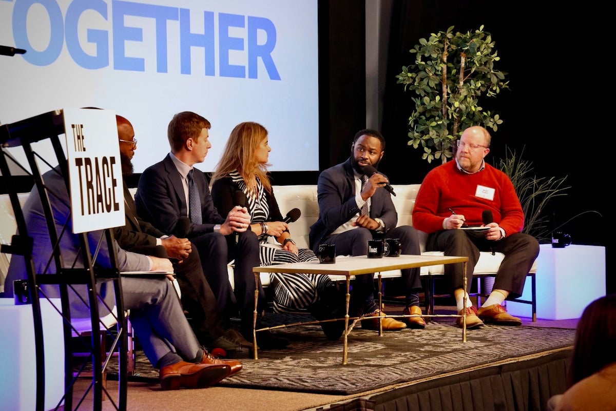 Deion Sumpter speaks during Safer Together Forum panel discussion