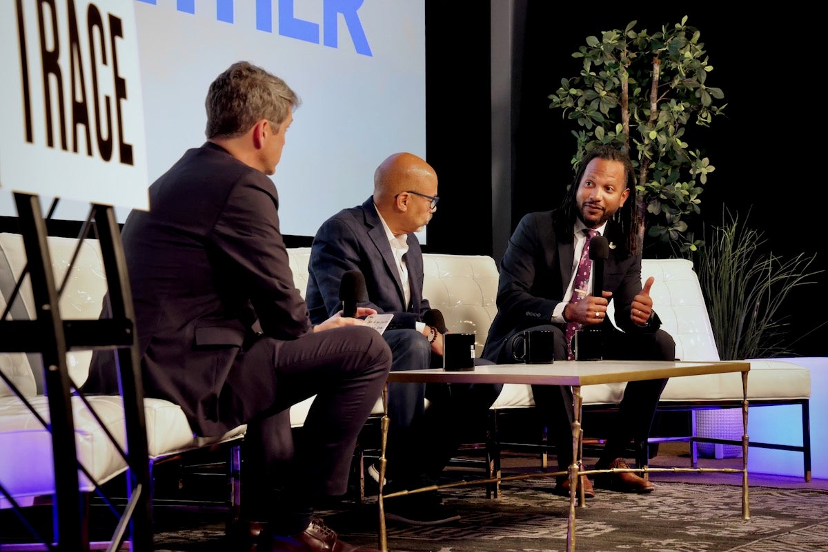 Adam Geer speaks during Safer Together panel discussion