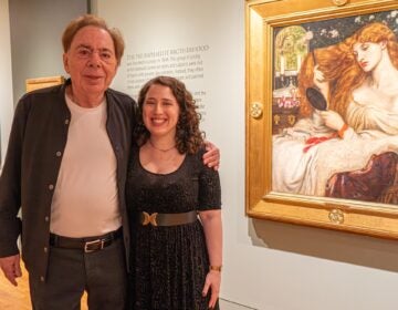 Andrew Lloyd Webber and Sophie Lynford smile