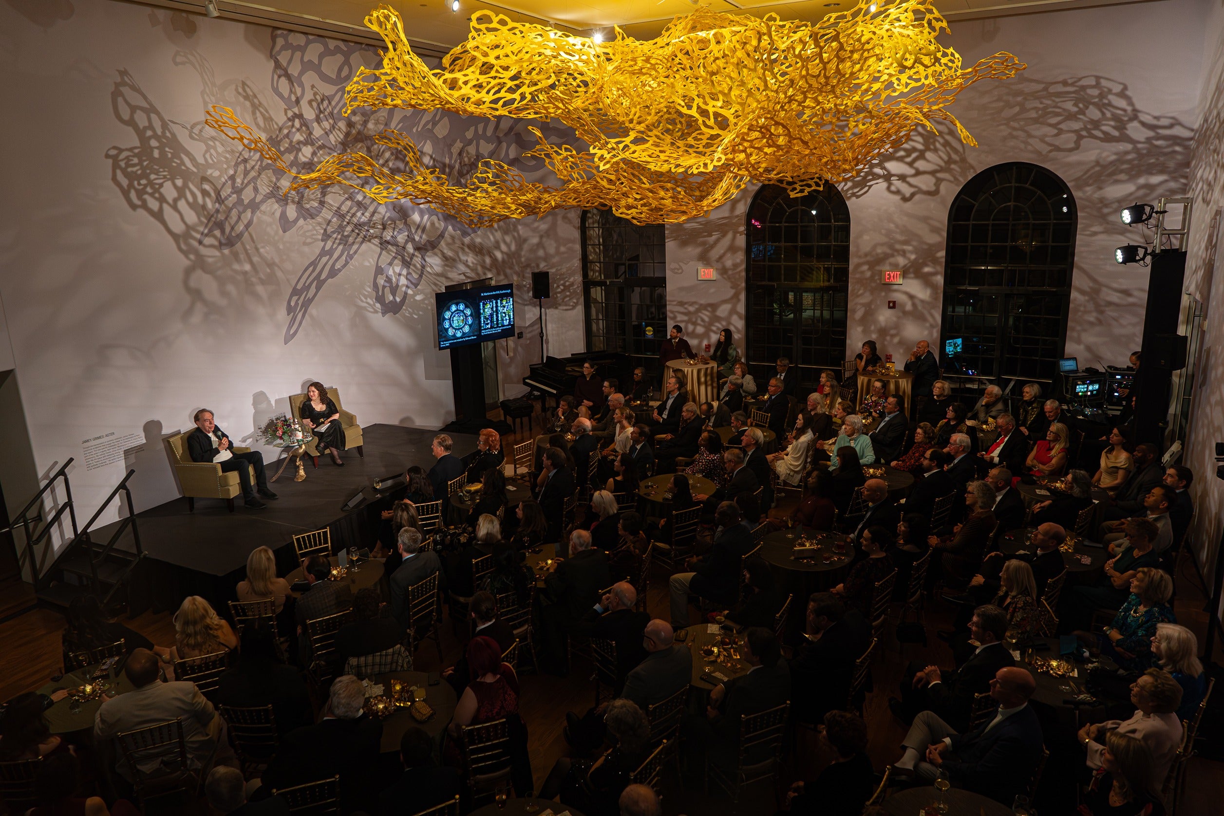 Andrew Lloyd Webber speaks to a crowd at Delaware Art Museum