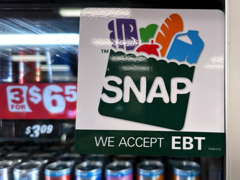 SNAP EBT information sign is displayed at a gas station