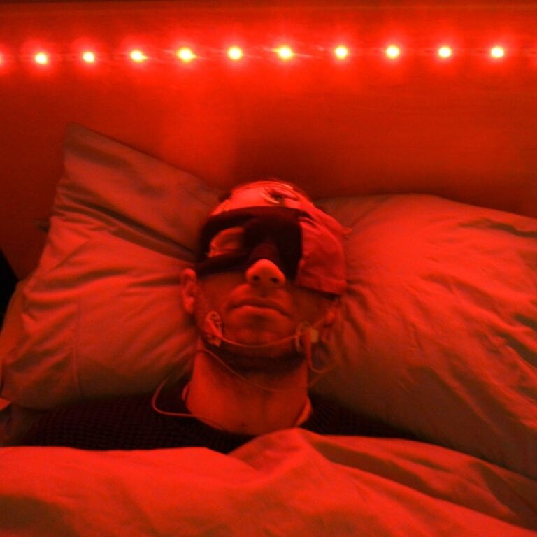 Sleep and neurophysiology researcher Michelle Carr captures a participant during a lucid dream study at Swansea University in Wales. (Michelle Carr)