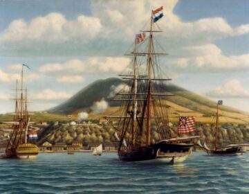 a painting of a ship by Phillips Melville