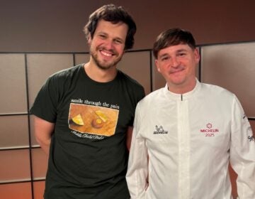 Studio 2 co-host Avi Wolfman-Arent (left) next to Provenance chef Nicholas Bazik (right)
