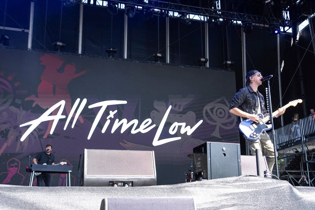 Alex Gaskarth, of All Time Low, performs during BottleRock Napa Valley