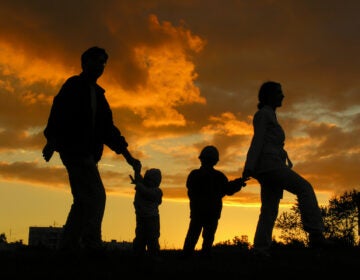 family of four sunset