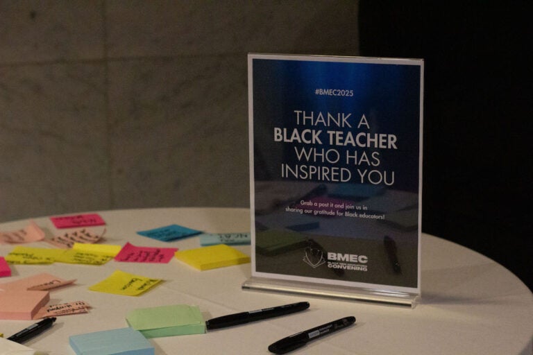a sign reads THANK A BLACK TEACHER WHO HAS INSPIRED YOU