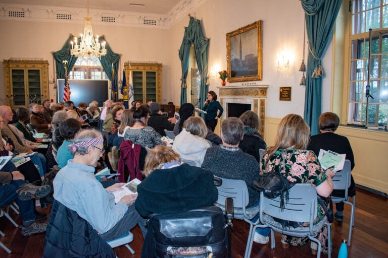 People attending poet laureate program at Bucks County Community College