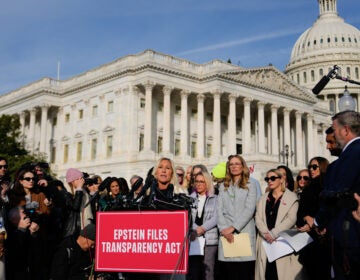 Rep. Marjorie Taylor Greene, R-Ga., speaks during a news conference on the Epstein Files Transparency Act