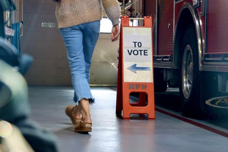 A voter arrives at the Moorestown Township Fire Station to cast a ballot in the 2025 general election.