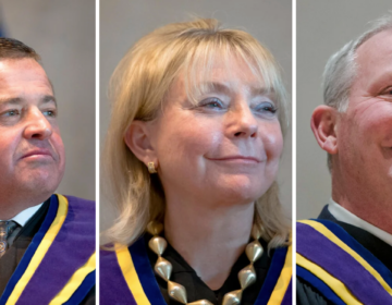 election-pa-state-supreme-court-retention-david-wecht-christine-donahue-kevin-dougherty From left to right: Pennsylvania Supreme Court Justices David Wecht, Christine Donohue, and Kevin Dougherty