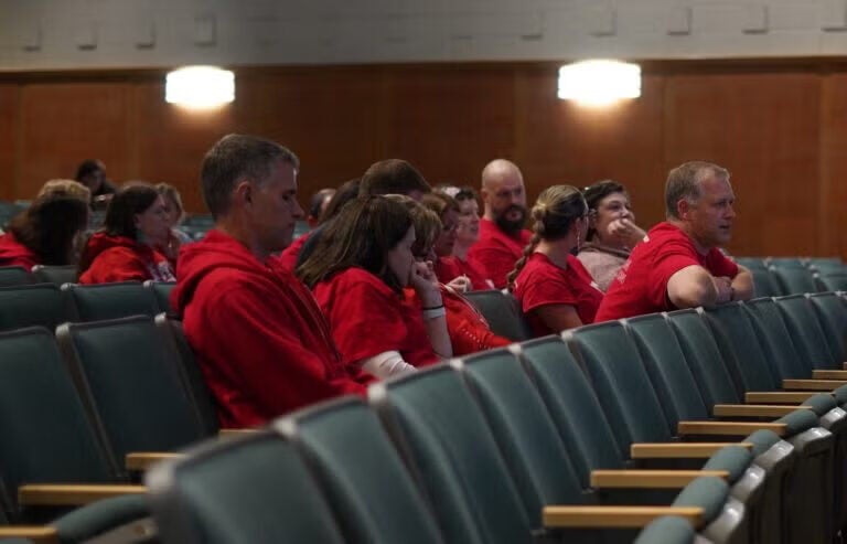 Haverford teachers at a school board meeting