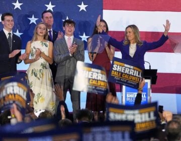 New Jersey Democratic Gov. elect Mikie Sherrill speaks during an election night party in East Brunswick, N.J., Tuesday, Nov. 4, 2025.