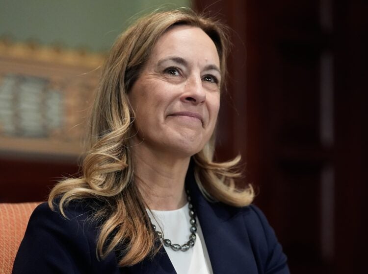 New Jersey governor-elect Mikie Sherrill attends a photo opportunity in the governor's office in Trenton, N.J., Wednesday, Nov. 5, 2025.