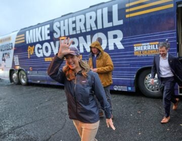 Election 2025 New Jersey Governor New Jersey gubernatorial candidate Mikie Sherrill arrives to a campaign stop at a train station in Westfield, N.J., Thursday, Oct. 30, 2025.