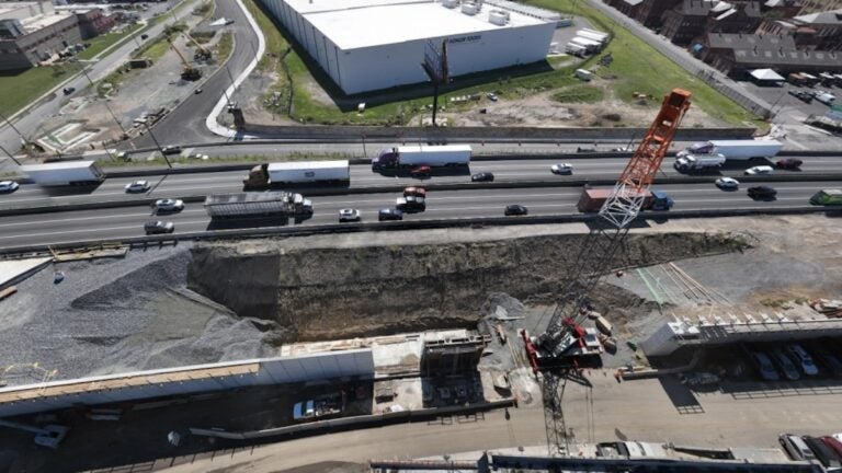 Overhead photo of a highway under construction