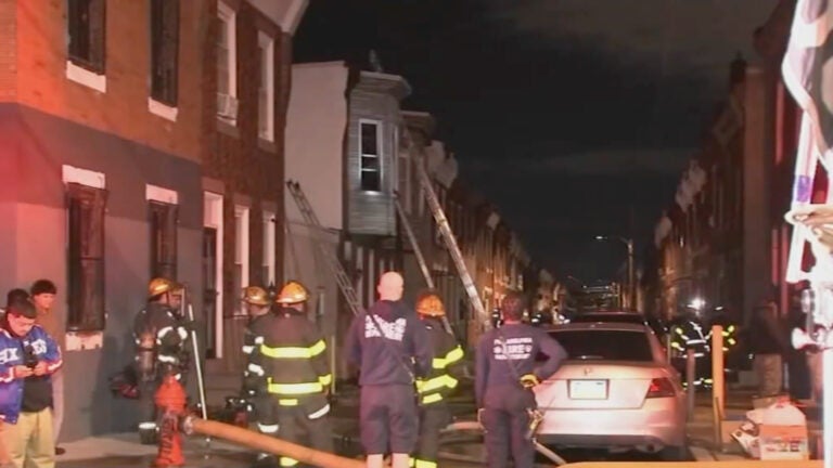 Crews battling a fire in the Hunting Park section of Philadelphia