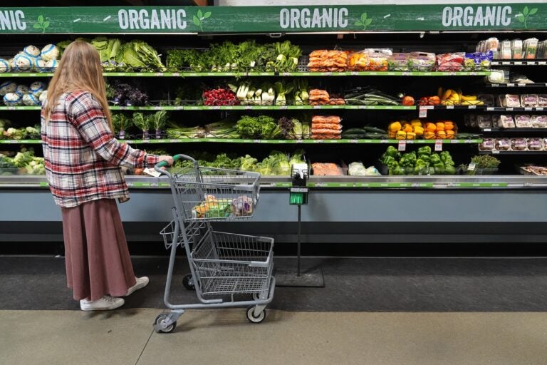 A person shops for produce, which is covered by the USDA Supplemental Nutrition Assistance Program (SNAP), at a grocery store in Baltimore, Monday, Nov. 10, 2025