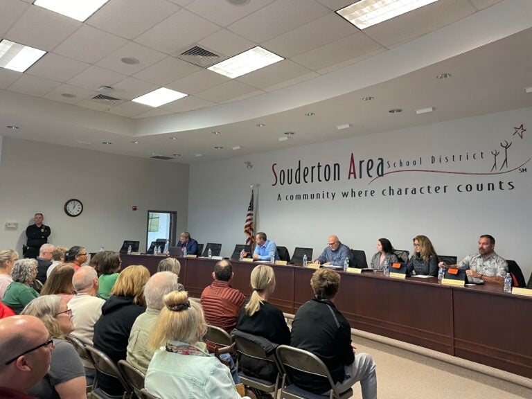 People at the school district meeting