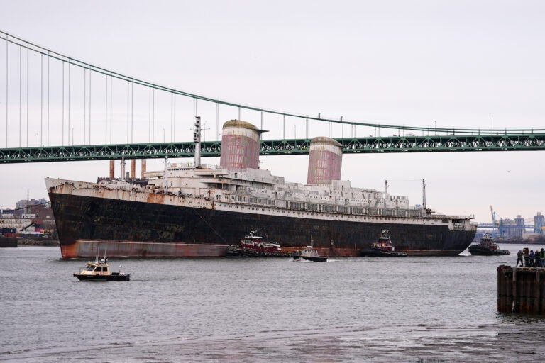 The SS United States departing Philadelphia