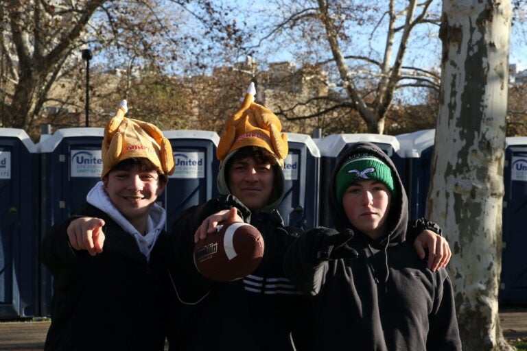 Eagles fans representing at 2025 Thanksgiving Day Parade