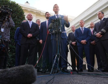 Transportation Secretary Sean Duffy speaks to the media