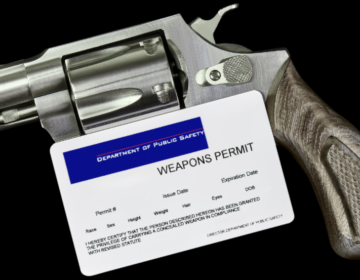 weapons-permit-graphic A handgun with a weapons permit underneath it
