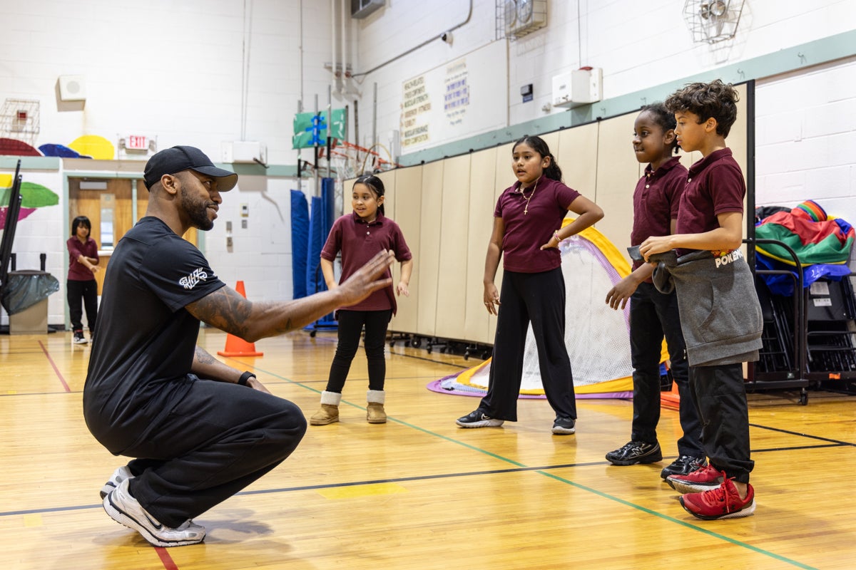 Ben Barnes teaching kids in class