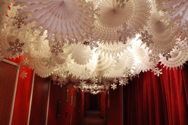 Decorative paper snowflakes at the Wanamaker Building