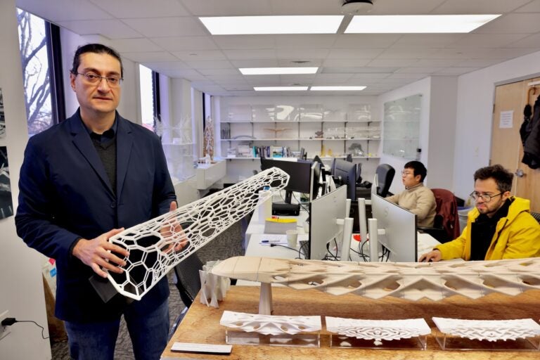 Masoud Akbarzadeh, a professor of architecture at the University of Pennsylvania, works with students to design concrete structures