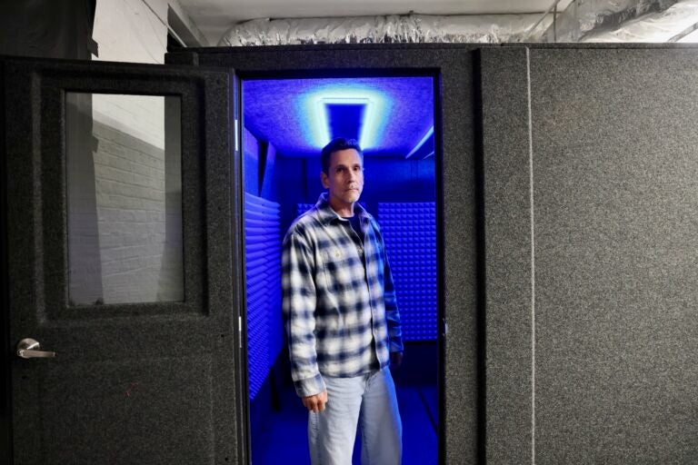 Joseph Halsey standing in the doorway of the sound studio