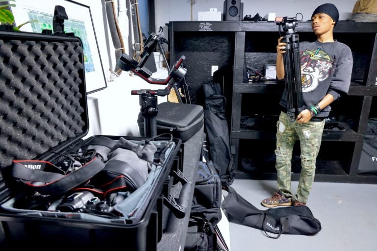 Musheer Daniel is in the storeroom and there is a lot of film equpment in there